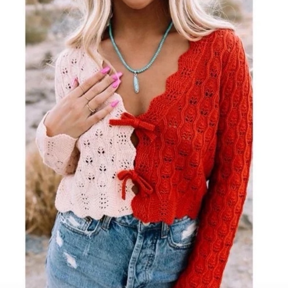 Sincerely Jules Pink and Red Cardigan